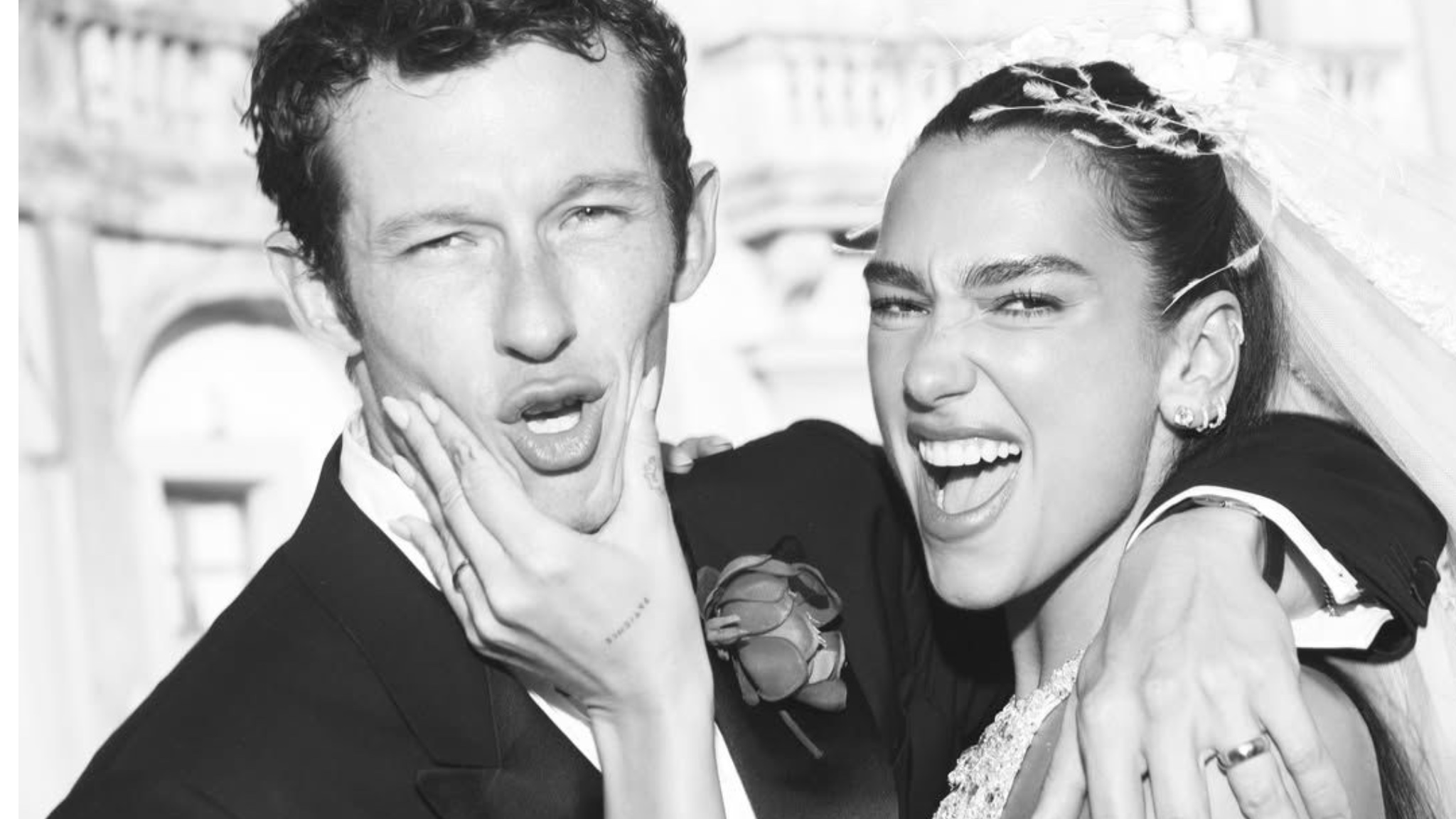 Dua Lipa luce un espectacular vestido Chanel mientras Callum Turner elige Louis Vuitton para su boda en Sicilia